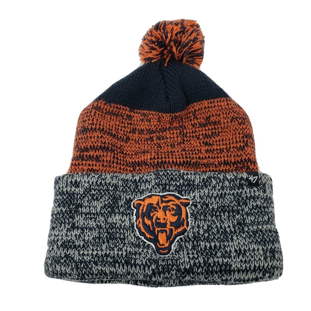 '47 Chicago Bears NFL Beanie Hat Static Knit Cuffed Knit Pom NEW